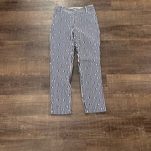 Anthropologie Blue and Cream Textured Fabric The Essential Slim Pant Size 2
